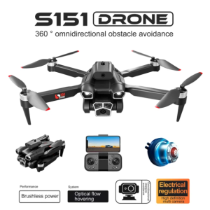 S151 4K Professional Mini Drone with ESC, Three HD Cameras, Intelligent Obstacle Avoidance, RC Aircraft, Brushless Motor